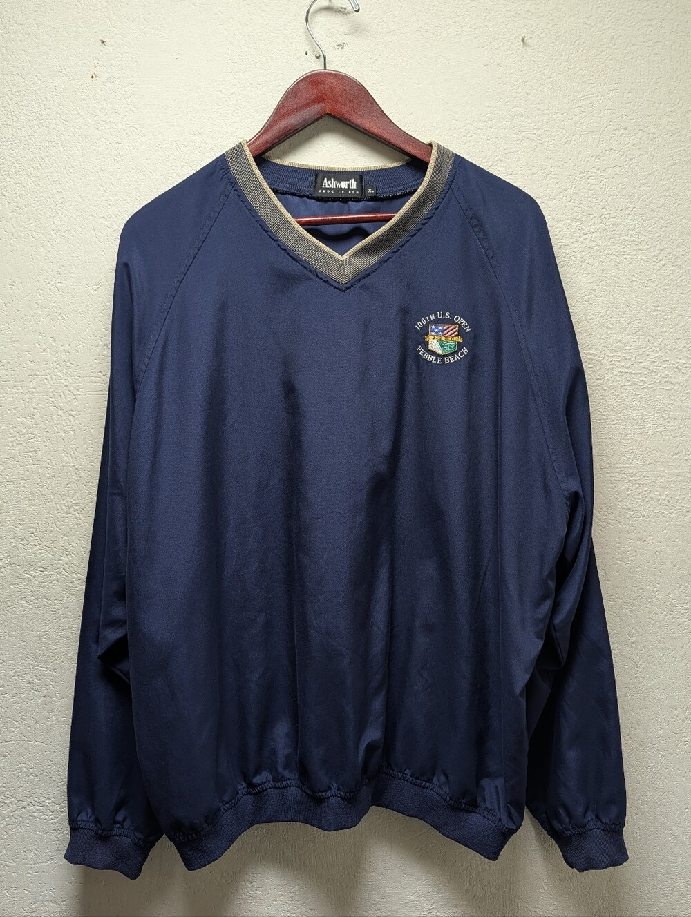 Mens Ashworth Pullover Windbreaker 100th U.S. Open Pebble Beach Logo Sz XL Tiger